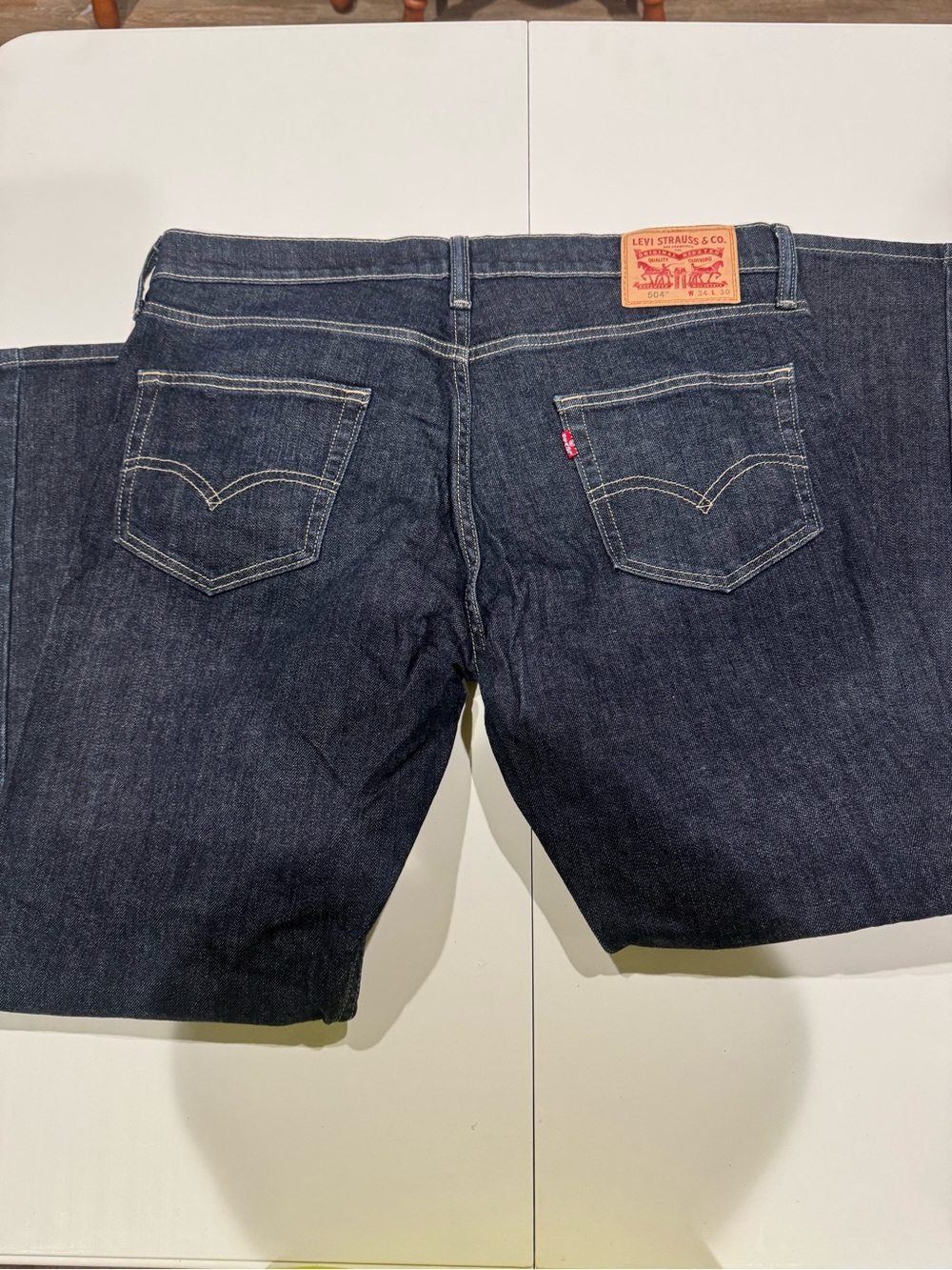 Levi's Men's 504 34x30 Indigo Straight-Leg Denim Jeans